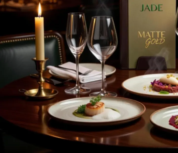 Chef finishing a plated dish under warm lighting during a gastronomic showcase night