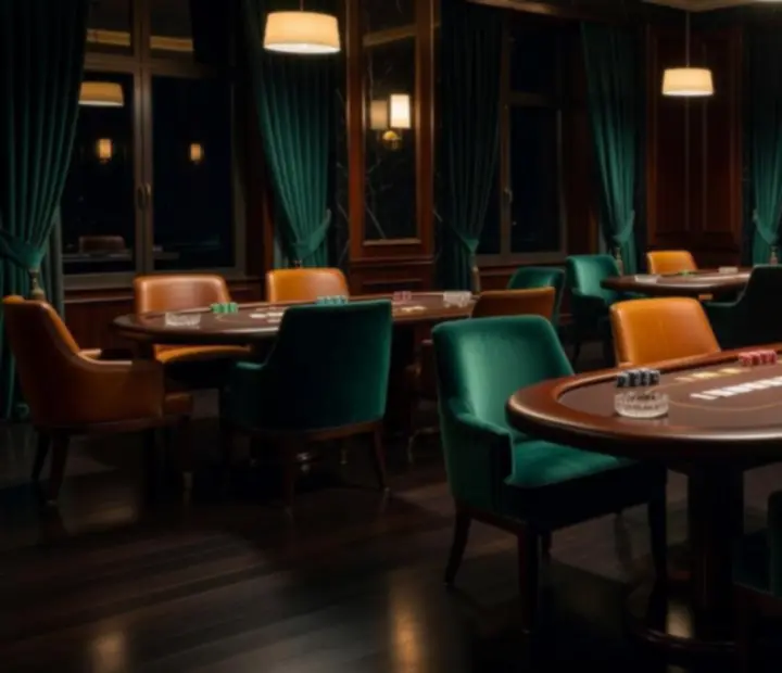 The Final Fold private card lounge with polished poker tables